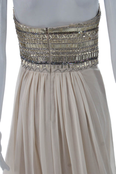 Aidan Mattox Womens Strapless Maxi Dress Beige 100% Polyester Size 2