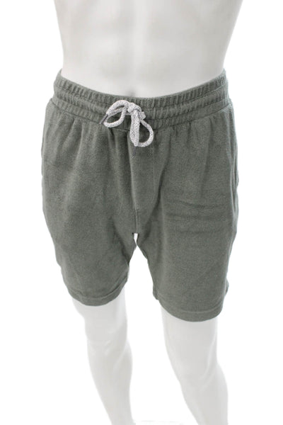 Faherty Mens Sweat Shorts Green Cotton Drawstring Solid Size M