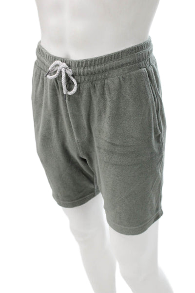Faherty Mens Sweat Shorts Green Cotton Drawstring Solid Size M