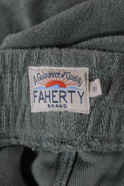 Faherty Mens Sweat Shorts Green Cotton Drawstring Solid Size M