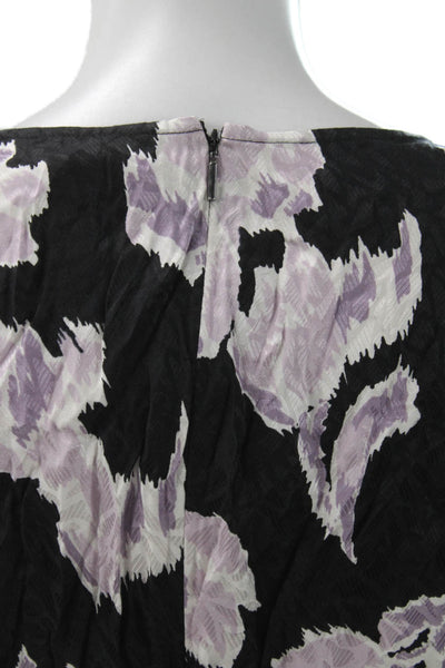 Rebecca Taylor Women Black Silk Floral V-Neck Long Sleeve Basic Blouse Size 4