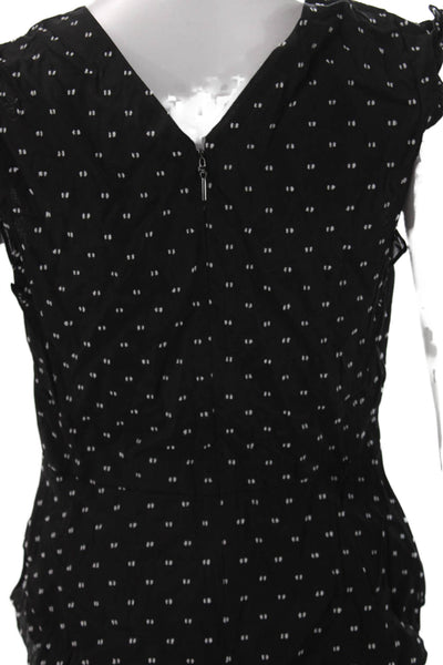 Rebecca Taylor Womens Black Polka Dot V-Neck Sleeveless Basic Blouse Size 4