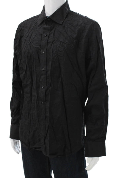 Robert Graham Mens Cotton Solid Button Up Shirt Black Size XL
