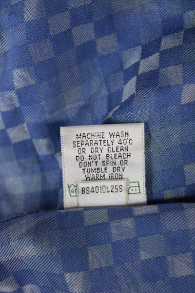 Bugatchi Mens Cotton Blend Abstract Button Up Shirt Blue Size XL