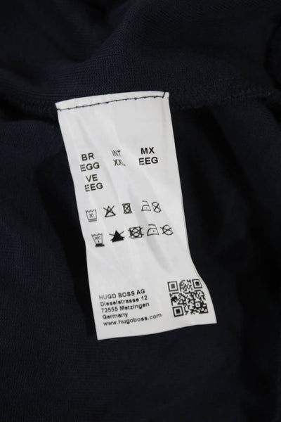 Boss Hugo Boss Mens Full Zip Hoodie Blue Cotton V Neck Long Sleeve Size 2XL