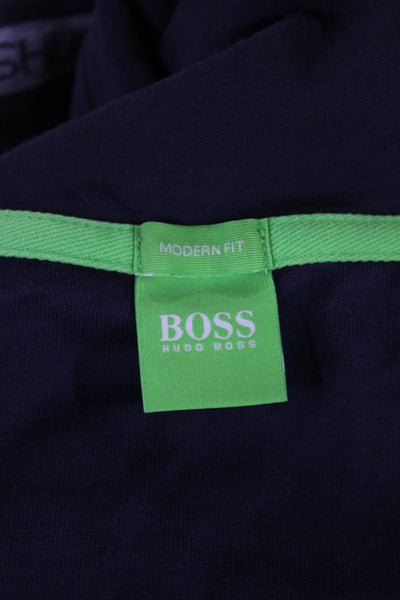 Boss Hugo Boss Mens Full Zip Hoodie Blue Cotton V Neck Long Sleeve Size 2XL