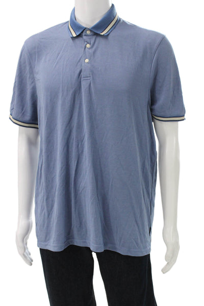 Ted Baker London Mens Polo Collared Short Sleeve Blue Modal Size 6