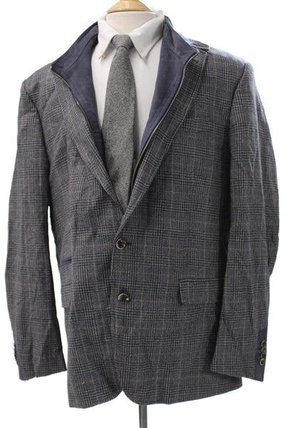 Robert Graham Mens Gray Plaid Wool Blazer Size 50