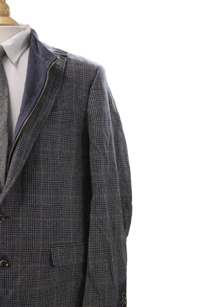 Robert Graham Mens Gray Plaid Wool Blazer Size 50