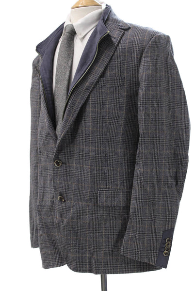 Robert Graham Mens Gray Plaid Wool Blazer Size 50