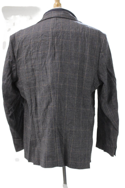 Robert Graham Mens Gray Plaid Wool Blazer Size 50