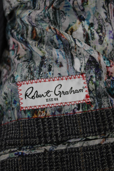 Robert Graham Mens Gray Plaid Wool Blazer Size 50