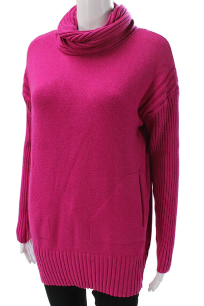 Renuar Women Pink Cowl Neck Viscose Tunic Sweater Long Sleeve Size XS