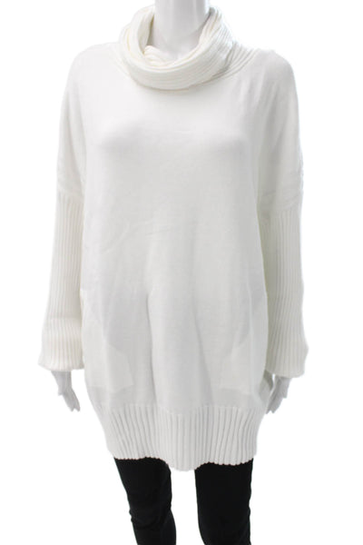 Renuar Women Tunic Sweater White Viscose Cowl Neck Long Sleeve Size 2XL