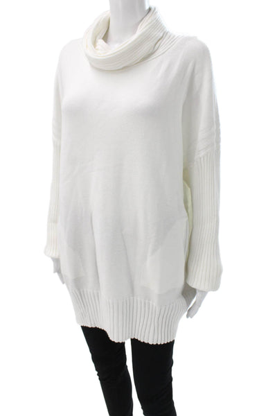 Renuar Women Tunic Sweater White Viscose Cowl Neck Long Sleeve Size 2XL