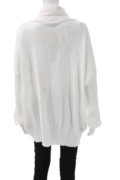 Renuar Women Tunic Sweater White Viscose Cowl Neck Long Sleeve Size 2XL