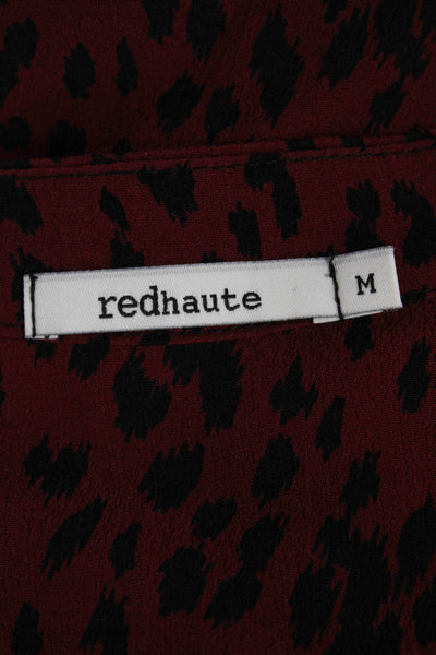 Red Haute Womens Red Animal Print V-Neck Long Sleeve Blouse Polyester Size M