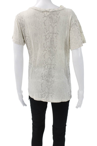 LNA Women Basic One Shoulder Animal Print Cotton T Shirt Short Sleeve Size M