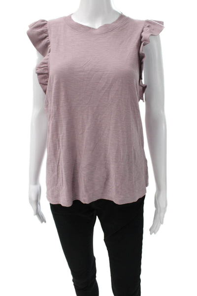 Nation LTD Women Basic Purple Sleeveless Cotton Round Neck T-Shirt Size M