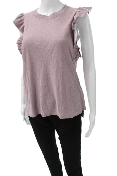 Nation LTD Women Basic Purple Sleeveless Cotton Round Neck T-Shirt Size M