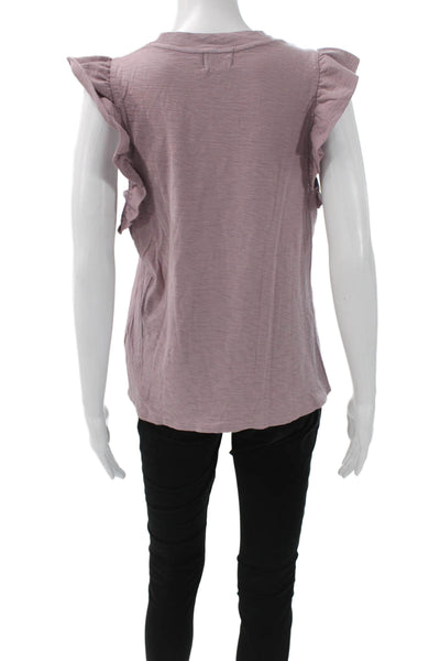 Nation LTD Women Basic Purple Sleeveless Cotton Round Neck T-Shirt Size M
