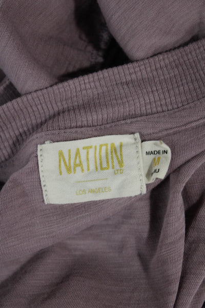 Nation LTD Women Basic Purple Sleeveless Cotton Round Neck T-Shirt Size M