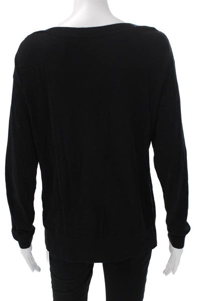 Bailey 44 Womens Black Cotton V Neck Pullover Sweater Long Sleeve Size M