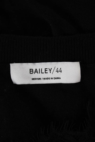 Bailey 44 Womens Black Cotton V Neck Pullover Sweater Long Sleeve Size M