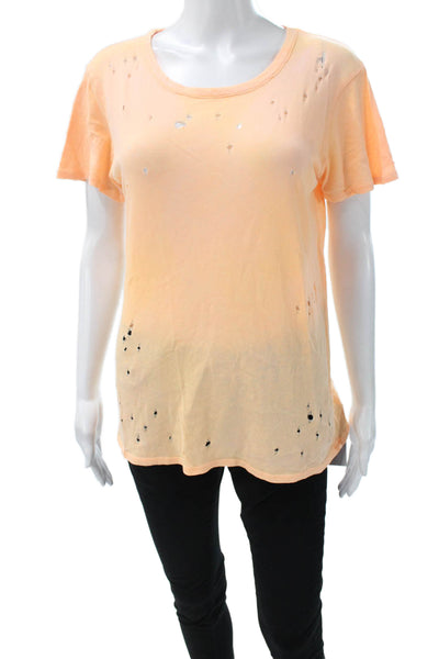 Chaser Women Basic Orange 100% Cotton Short Sleeve T-Shirt Size S