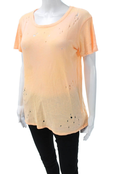 Chaser Women Basic Orange 100% Cotton Short Sleeve T-Shirt Size S
