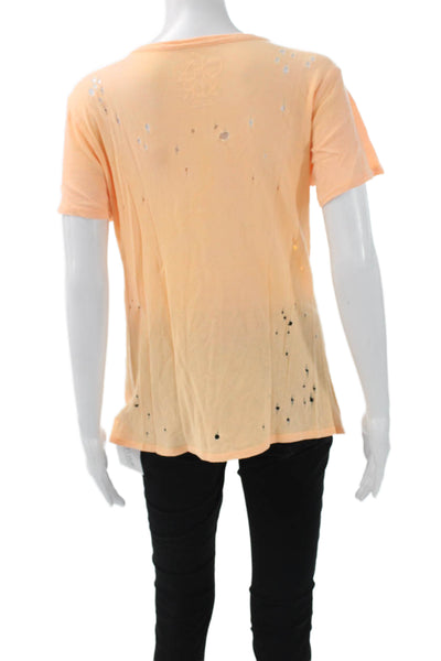 Chaser Women Basic Orange 100% Cotton Short Sleeve T-Shirt Size S