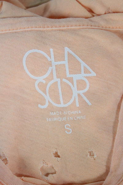 Chaser Women Basic Orange 100% Cotton Short Sleeve T-Shirt Size S