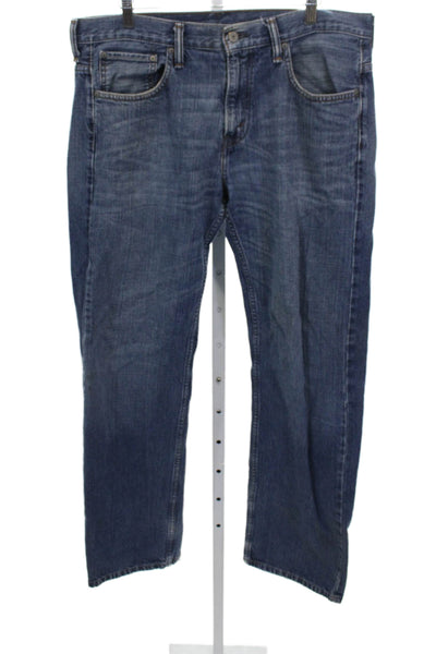 Levi's Mens Straight Jeans Blue Cotton Button Fly Inseam 34 Size 32