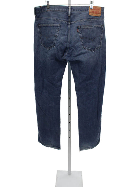 Levi's Mens Straight Jeans Blue Cotton Button Fly Inseam 34 Size 32