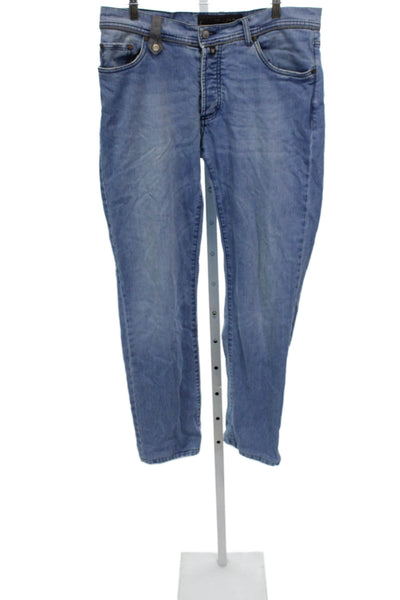 Marco Pescarolo Mens Straight Jeans Blue Cotton Blend Button Size 35
