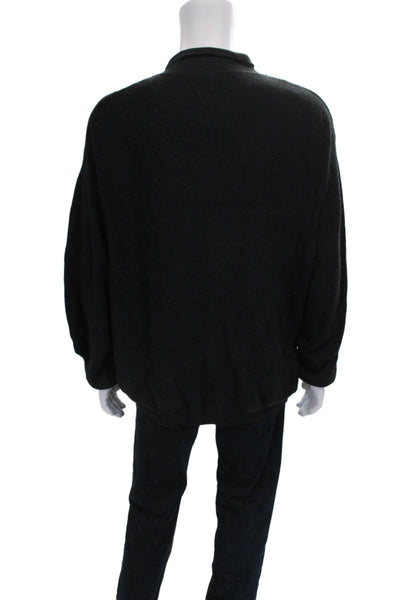 Hickey Freeman Mens Henley Sweater Black Cotton Blend Long Sleeve Size XL