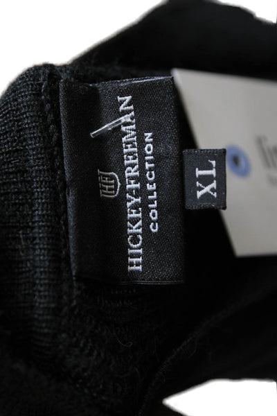 Hickey Freeman Mens Henley Sweater Black Cotton Blend Long Sleeve Size XL