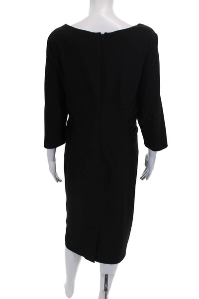 Adrianna Papell Women Sheath Dress Black V Neck 3/4 Sleeve Knee Length Size 10