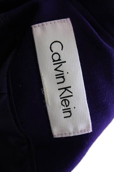 Calvin Klein Womens Blazer Purple Polyester Blend Long Sleeve Button Size 2P