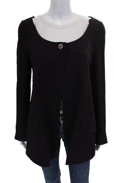 Emanuel Emanuel Ungaro Women Purple Cardigan Scoop Neck Button Size 10
