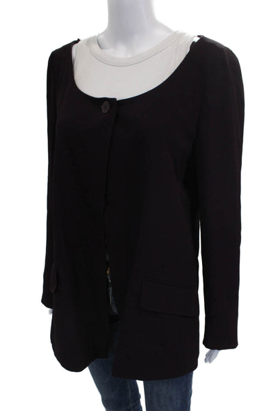 Emanuel Emanuel Ungaro Women Purple Cardigan Scoop Neck Button Size 10