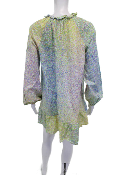 Cynthia Rowley Women Shift Dress Multicolor Cotton Crewneck Long Sleeve Size XS