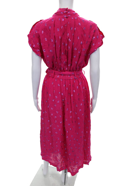 Derek Lam 10 Crosby Women Pink Viscose Wrap Dress V Neck Short Sleeve Size 2