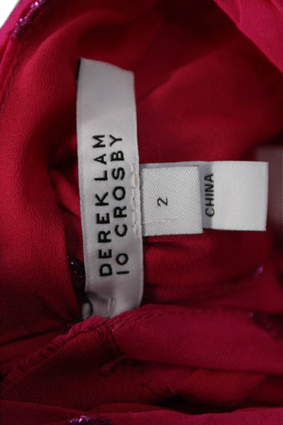 Derek Lam 10 Crosby Women Pink Viscose Wrap Dress V Neck Short Sleeve Size 2