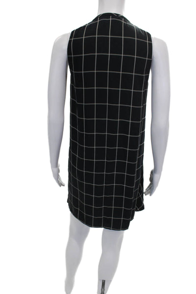 Allsaints Women Shift Dress Black V Neck Sleeveless Check Short Size 2