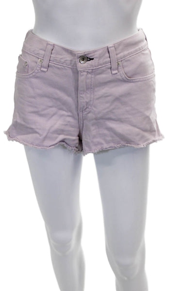 Rag & Bone Womens Cut-Off Purple Cotton Solid Shorts Size 26