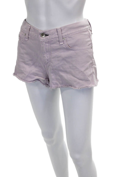 Rag & Bone Womens Cut-Off Purple Cotton Solid Shorts Size 26