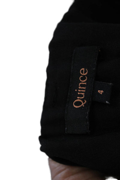 Quince Womens Tailored Black Shorts Recycled Polyester Button Spring Size 4