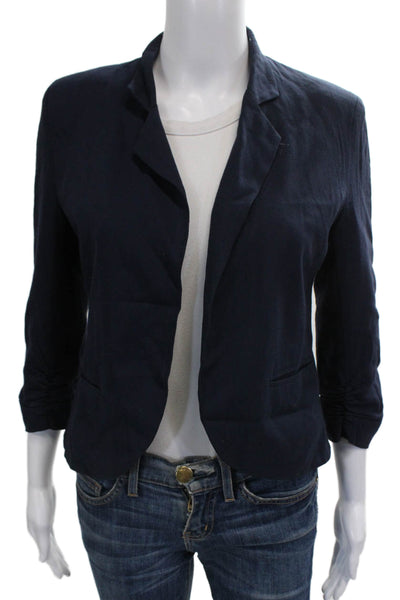 Aqua Womens Blue 3/4 Sleeve Blazer Polyester Size S