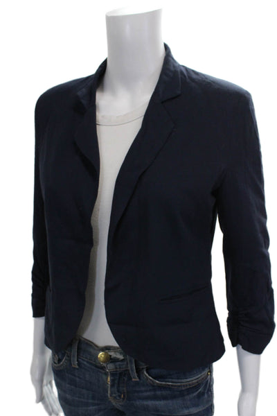 Aqua Womens Blue 3/4 Sleeve Blazer Polyester Size S